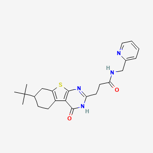 molecular formula C23H28N4O2S B2572736 3-[7-(2-METHYL-2-PROPANYL)-4-OXO-3,4,5,6,7,8-HEXAHYDRO[1]BENZOTHIENO[2,3-D]PYRIMIDIN-2-YL]-N-(2-PYRIDINYLMETHYL)PROPANAMIDE CAS No. 950314-44-0