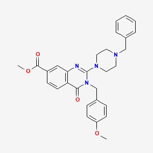 molecular formula C29H30N4O4 B2572763 methyl 2-(4-benzylpiperazin-1-yl)-3-[(4-methoxyphenyl)methyl]-4-oxo-3,4-dihydroquinazoline-7-carboxylate CAS No. 1112438-26-2