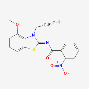 molecular formula C18H13N3O4S B2572780 N-[(2Z)-4-methoxy-3-(prop-2-yn-1-yl)-2,3-dihydro-1,3-benzothiazol-2-ylidene]-2-nitrobenzamide CAS No. 868674-51-5