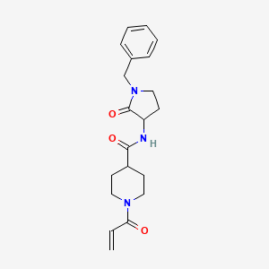 molecular formula C20H25N3O3 B2572800 N-(1-Benzyl-2-oxopyrrolidin-3-yl)-1-prop-2-enoylpiperidine-4-carboxamide CAS No. 2361655-24-3