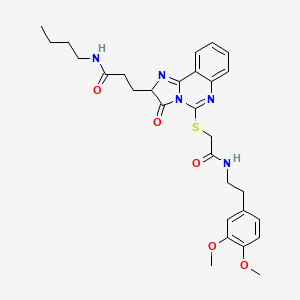 molecular formula C29H35N5O5S B2572802 N-butyl-3-{5-[({[2-(3,4-dimethoxyphenyl)ethyl]carbamoyl}methyl)sulfanyl]-3-oxo-2H,3H-imidazo[1,2-c]quinazolin-2-yl}propanamide CAS No. 1037222-83-5