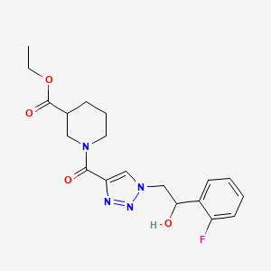molecular formula C19H23FN4O4 B2572825 ethyl 1-(1-(2-(2-fluorophenyl)-2-hydroxyethyl)-1H-1,2,3-triazole-4-carbonyl)piperidine-3-carboxylate CAS No. 2034534-17-1