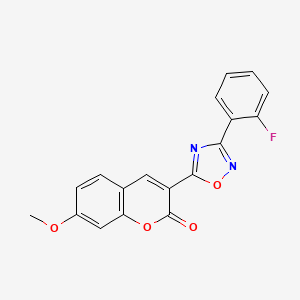 molecular formula C18H11FN2O4 B2572878 3-[3-(2-fluorophenyl)-1,2,4-oxadiazol-5-yl]-7-methoxy-2H-chromen-2-one CAS No. 892755-51-0