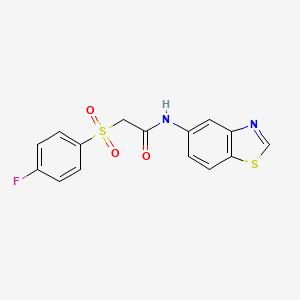 molecular formula C15H11FN2O3S2 B2572894 N-(1,3-benzothiazol-5-yl)-2-(4-fluorobenzenesulfonyl)acetamide CAS No. 941966-36-5