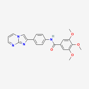 molecular formula C22H20N4O4 B2572947 N-(4-(imidazo[1,2-a]pyrimidin-2-yl)phenyl)-3,4,5-trimethoxybenzamide CAS No. 862811-25-4