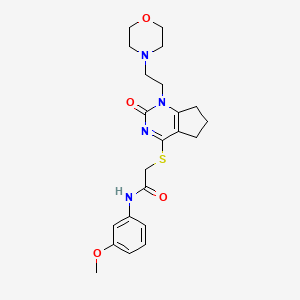molecular formula C22H28N4O4S B2572949 N-(3-methoxyphenyl)-2-((1-(2-morpholinoethyl)-2-oxo-2,5,6,7-tetrahydro-1H-cyclopenta[d]pyrimidin-4-yl)thio)acetamide CAS No. 898444-45-6