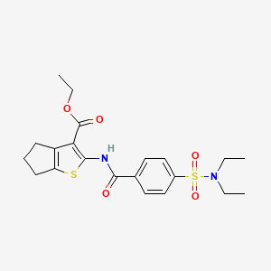 molecular formula C21H26N2O5S2 B2572978 ETHYL 2-[4-(DIETHYLSULFAMOYL)BENZAMIDO]-4H,5H,6H-CYCLOPENTA[B]THIOPHENE-3-CARBOXYLATE CAS No. 312917-72-9