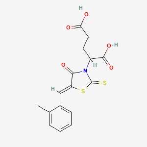 molecular formula C16H15NO5S2 B2572979 2-[(5Z)-5-[(2-methylphenyl)methylidene]-4-oxo-2-sulfanylidene-1,3-thiazolidin-3-yl]pentanedioic acid CAS No. 872696-26-9