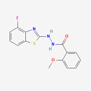 molecular formula C15H12FN3O2S B2572985 N'-(4-fluoro-1,3-benzothiazol-2-yl)-2-methoxybenzohydrazide CAS No. 851978-96-6