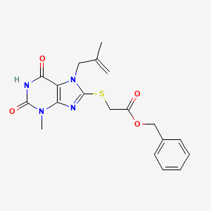 molecular formula C19H20N4O4S B2573017 Benzyl 2-((3-methyl-7-(2-methylallyl)-2,6-dioxo-2,3,6,7-tetrahydro-1H-purin-8-yl)thio)acetate CAS No. 491614-98-3
