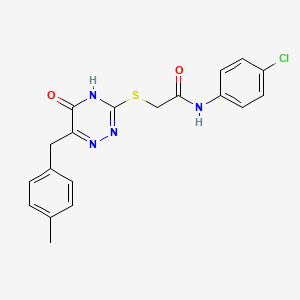 molecular formula C19H17ClN4O2S B2573020 N-(4-chlorophenyl)-2-{[5-hydroxy-6-(4-methylbenzyl)-1,2,4-triazin-3-yl]sulfanyl}acetamide CAS No. 881432-33-3