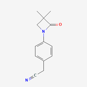 molecular formula C13H14N2O B2573064 2-[4-(3,3-Dimethyl-2-oxo-1-azetanyl)phenyl]acetonitrile CAS No. 478262-00-9