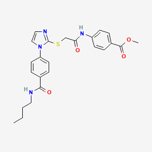 molecular formula C24H26N4O4S B2573066 methyl 4-[2-({1-[4-(butylcarbamoyl)phenyl]-1H-imidazol-2-yl}sulfanyl)acetamido]benzoate CAS No. 1207001-13-5