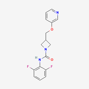 molecular formula C16H15F2N3O2 B2573079 N-(2,6-difluorophenyl)-3-[(pyridin-3-yloxy)methyl]azetidine-1-carboxamide CAS No. 2380142-64-1