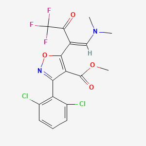 molecular formula C17H13Cl2F3N2O4 B2573092 methyl 3-(2,6-dichlorophenyl)-5-[(1Z)-1-(dimethylamino)-4,4,4-trifluoro-3-oxobut-1-en-2-yl]-1,2-oxazole-4-carboxylate CAS No. 338966-51-1