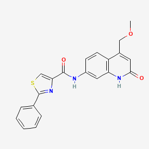 molecular formula C21H17N3O3S B2573150 N-(4-(methoxymethyl)-2-oxo-1,2-dihydroquinolin-7-yl)-2-phenylthiazole-4-carboxamide CAS No. 1251687-12-3