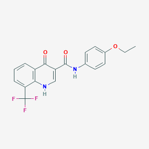 molecular formula C19H15F3N2O3 B2573151 N-(4-ethoxyphenyl)-4-hydroxy-8-(trifluoromethyl)quinoline-3-carboxamide CAS No. 946204-18-8