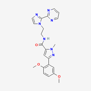 B2573179 3-(2,5-dimethoxyphenyl)-1-methyl-N-(2-(2-(pyrimidin-2-yl)-1H-imidazol-1-yl)ethyl)-1H-pyrazole-5-carboxamide CAS No. 1797085-85-8