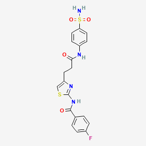 4-fluoro-N-(4-(3-oxo-3-((4-sulfamoylphenyl)amino)propyl)thiazol-2-yl)benzamide