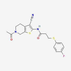N-(6-acetyl-3-cyano-5,7-dihydro-4H-thieno[2,3-c]pyridin-2-yl)-3-(4-fluorophenyl)sulfanylpropanamide