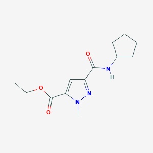 molecular formula C13H19N3O3 B2573249 ethyl 3-(cyclopentylcarbamoyl)-1-methyl-1H-pyrazole-5-carboxylate CAS No. 1052631-13-6