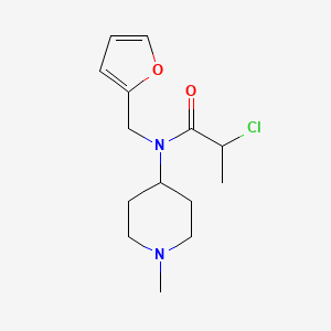 B2573255 2-Chloro-N-(furan-2-ylmethyl)-N-(1-methylpiperidin-4-yl)propanamide CAS No. 2286539-14-6