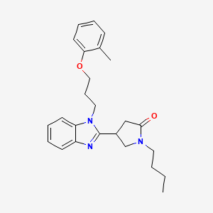 molecular formula C25H31N3O2 B2573302 1-butyl-4-{1-[3-(2-methylphenoxy)propyl]-1H-1,3-benzodiazol-2-yl}pyrrolidin-2-one CAS No. 912896-24-3