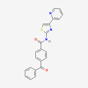molecular formula C22H15N3O2S B2573352 4-benzoyl-N-(4-(pyridin-2-yl)thiazol-2-yl)benzamide CAS No. 361479-17-6