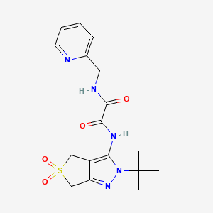 molecular formula C17H21N5O4S B2573357 N-{2-tert-butyl-5,5-dioxo-2H,4H,6H-5lambda6-thieno[3,4-c]pyrazol-3-yl}-N'-[(pyridin-2-yl)methyl]ethanediamide CAS No. 899945-04-1