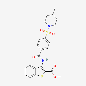 molecular formula C23H24N2O5S2 B2573381 Methyl 3-(4-((4-methylpiperidin-1-yl)sulfonyl)benzamido)benzo[b]thiophene-2-carboxylate CAS No. 683768-08-3