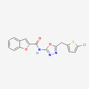molecular formula C16H10ClN3O3S B2573386 N-(5-((5-chlorothiophen-2-yl)methyl)-1,3,4-oxadiazol-2-yl)benzofuran-2-carboxamide CAS No. 1021113-14-3