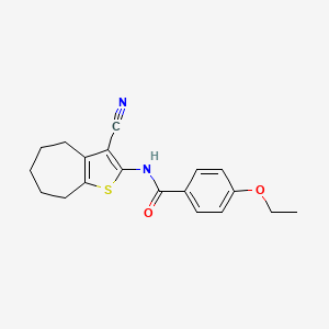 molecular formula C19H20N2O2S B2573431 N-(3-cyano-5,6,7,8-tetrahydro-4H-cyclohepta[b]thiophen-2-yl)-4-ethoxybenzamide CAS No. 438034-98-1