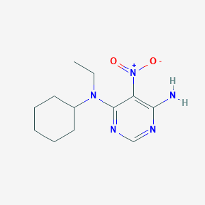 molecular formula C12H19N5O2 B2573482 N4-cyclohexyl-N4-ethyl-5-nitropyrimidine-4,6-diamine CAS No. 450345-66-1