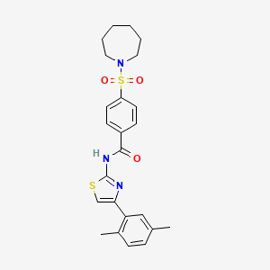 molecular formula C24H27N3O3S2 B2573485 4-(azepan-1-ylsulfonyl)-N-(4-(2,5-dimethylphenyl)thiazol-2-yl)benzamide CAS No. 306736-26-5