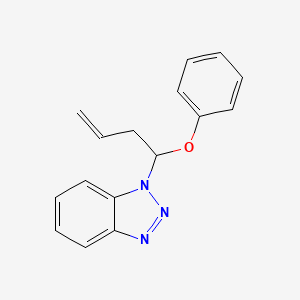 molecular formula C16H15N3O B2573503 1-(1-Phenoxybut-3-en-1-yl)-1H-1,2,3-benzotriazole CAS No. 304690-14-0