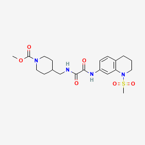 molecular formula C20H28N4O6S B2573511 Methyl 4-((2-((1-(methylsulfonyl)-1,2,3,4-tetrahydroquinolin-7-yl)amino)-2-oxoacetamido)methyl)piperidine-1-carboxylate CAS No. 1327320-90-0