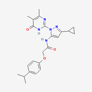 molecular formula C23H27N5O3 B2573540 N-(3-cyclopropyl-1-(4,5-dimethyl-6-oxo-1,6-dihydropyrimidin-2-yl)-1H-pyrazol-5-yl)-2-(4-isopropylphenoxy)acetamide CAS No. 1203135-07-2