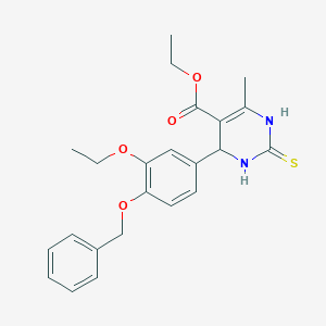 molecular formula C23H26N2O4S B2573575 Ethyl 4-(4-(benzyloxy)-3-ethoxyphenyl)-6-methyl-2-thioxo-1,2,3,4-tetrahydropyrimidine-5-carboxylate CAS No. 396719-66-7