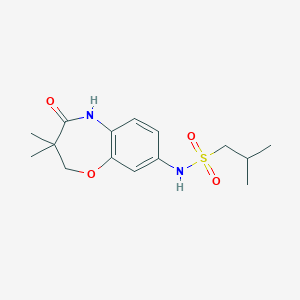 molecular formula C15H22N2O4S B2573577 N-(3,3-dimethyl-4-oxo-2,3,4,5-tetrahydro-1,5-benzoxazepin-8-yl)-2-methylpropane-1-sulfonamide CAS No. 922051-27-2