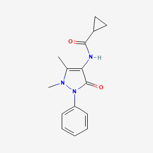 molecular formula C15H17N3O2 B2573591 N-(1,5-dimethyl-3-oxo-2-phenyl-2,3-dihydro-1H-pyrazol-4-yl)cyclopropanecarboxamide CAS No. 401624-54-2