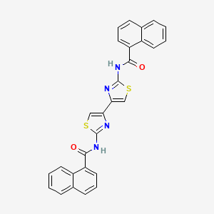 molecular formula C28H18N4O2S2 B2573593 N-{4-[2-(naphthalene-1-amido)-1,3-thiazol-4-yl]-1,3-thiazol-2-yl}naphthalene-1-carboxamide CAS No. 476627-84-6