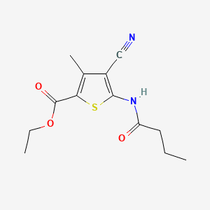 molecular formula C13H16N2O3S B2573692 Ethyl 5-(butanoylamino)-4-cyano-3-methylthiophene-2-carboxylate CAS No. 443122-28-9