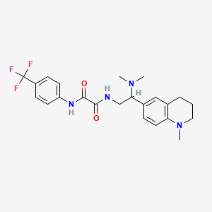 molecular formula C23H27F3N4O2 B2573736 N-[2-(dimethylamino)-2-(1-methyl-1,2,3,4-tetrahydroquinolin-6-yl)ethyl]-N'-[4-(trifluoromethyl)phenyl]ethanediamide CAS No. 922119-19-5