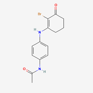 molecular formula C14H15BrN2O2 B2573773 N-{4-[(2-bromo-3-oxocyclohex-1-en-1-yl)amino]phenyl}acetamide CAS No. 1024338-97-3