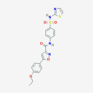 molecular formula C21H18N4O5S2 B257379 5-(4-ethoxyphenyl)-N-[4-(1,3-thiazol-2-ylsulfamoyl)phenyl]-1,2-oxazole-3-carboxamide 