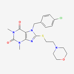 molecular formula C20H24ClN5O3S B2573803 7-(4-chlorobenzyl)-1,3-dimethyl-8-((2-morpholinoethyl)thio)-1H-purine-2,6(3H,7H)-dione CAS No. 536719-39-8