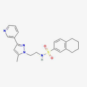 molecular formula C21H24N4O2S B2573815 N-(2-(5-methyl-3-(pyridin-3-yl)-1H-pyrazol-1-yl)ethyl)-5,6,7,8-tetrahydronaphthalene-2-sulfonamide CAS No. 2034510-54-6
