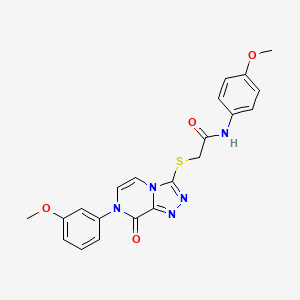molecular formula C21H19N5O4S B2573877 N-(4-methoxyphenyl)-2-{[7-(3-methoxyphenyl)-8-oxo-7H,8H-[1,2,4]triazolo[4,3-a]pyrazin-3-yl]sulfanyl}acetamide CAS No. 1242984-32-2