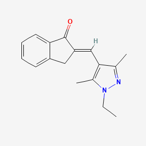 molecular formula C17H18N2O B2573902 (E)-2-((1-ethyl-3,5-dimethyl-1H-pyrazol-4-yl)methylene)-2,3-dihydro-1H-inden-1-one CAS No. 1355941-39-7