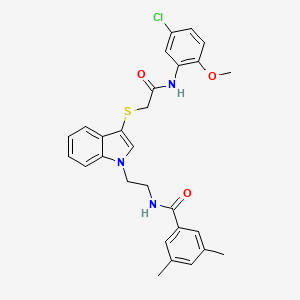 N-[2-[3-[2-(5-chloro-2-methoxyanilino)-2-oxoethyl]sulfanylindol-1-yl]ethyl]-3,5-dimethylbenzamide